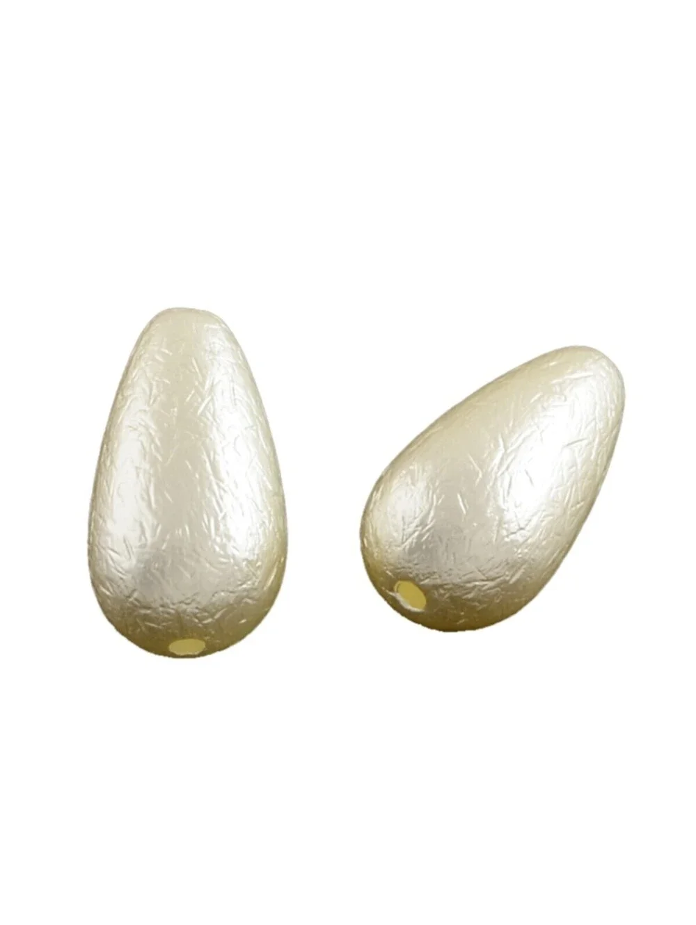 Winter White Ivory Japanese Teardrop Acrylic Beads New 80s Vintage Stock 10 pcs